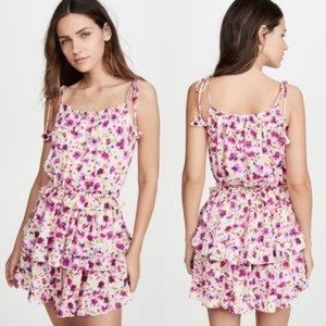 MISA Eliana Floral Ruffle Dress Tie Mini Ruffle